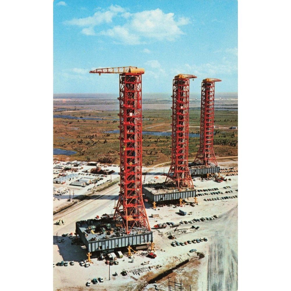 Vintage NASA Mobile Launchers Postcard Kennedy Space Center Apollo Saturn V VG